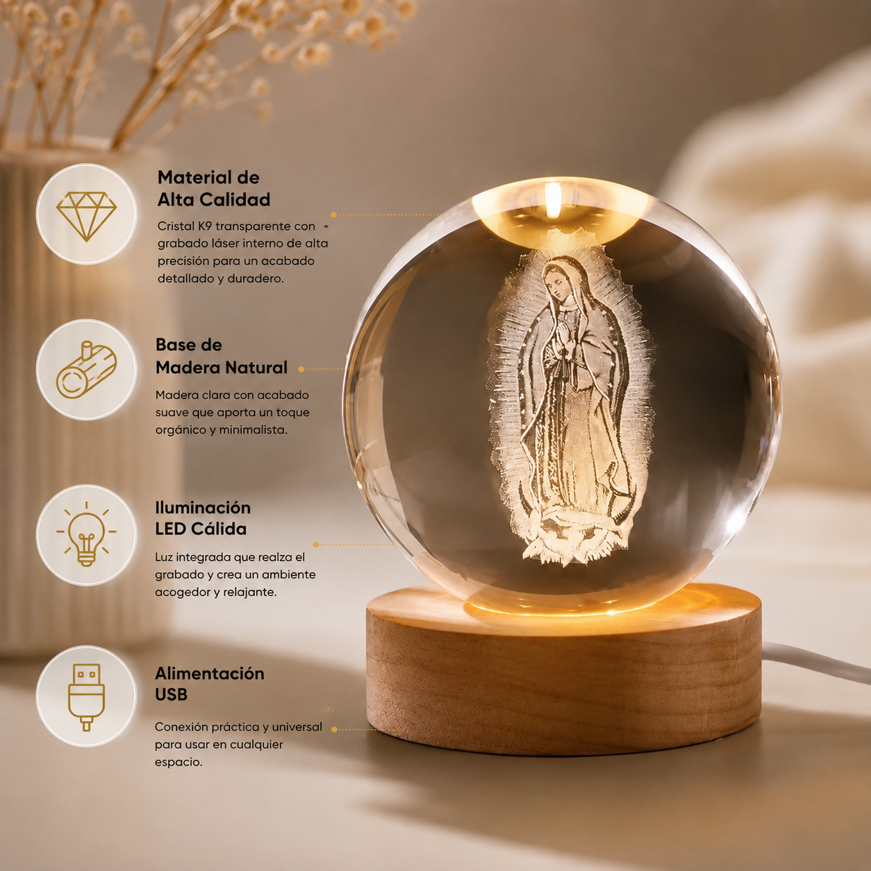 Esfera de cristal 3D Católica